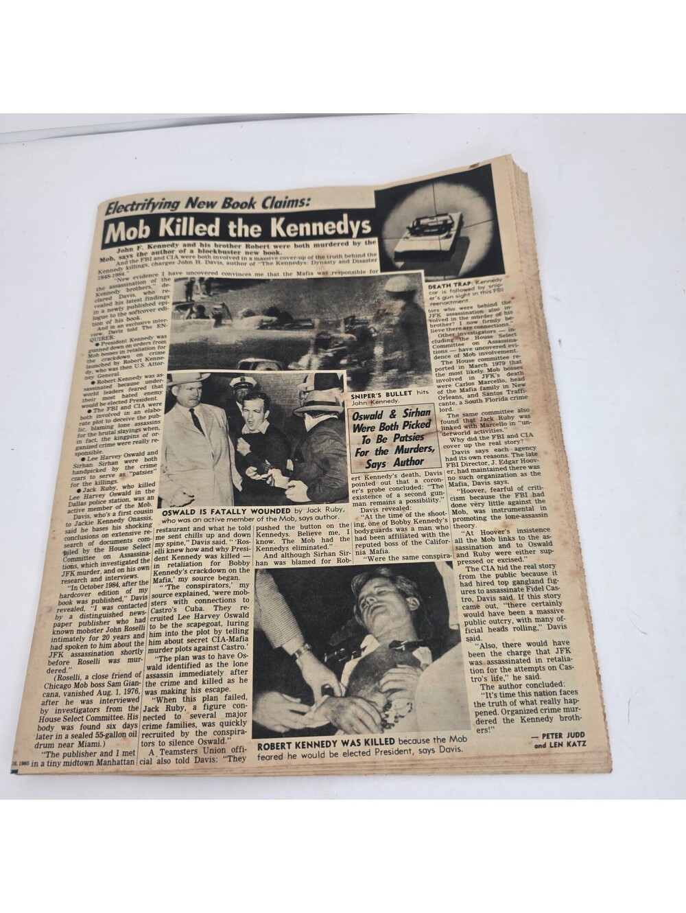 Vintage JFK RFK Mob Assassination Of The Kennedys Newspaper Clipping History